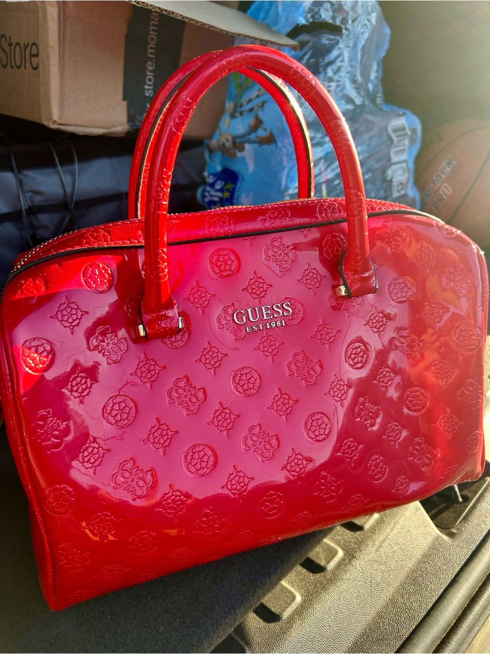 GUESS Red Patent Dome Satchel